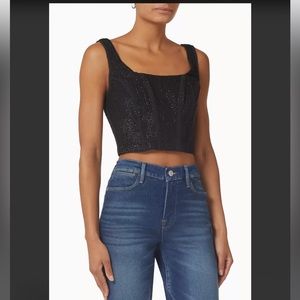 FRAME  
Beaded Corset Top In Noir